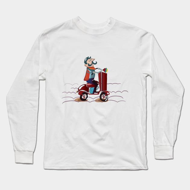 Moped rider Long Sleeve T-Shirt by nickemporium1